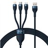 Baseus kabelis 3in1 Flash II USB - micro USB + Lightning + USB-C 1,2m 3,5A zils 66W