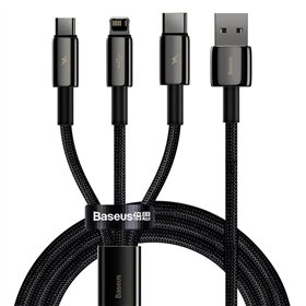 Baseus cable 3in1 Tungsten USB - micro USB + Lightning + USB-C 1,5m 3,5A black