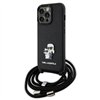 Karl Lagerfeld iPhone 13 Pro 6,1" KLHCP13LSAKCPSK melns HC Saffiano KC metāla piespraudes maciņš pārnēsājamam plecam