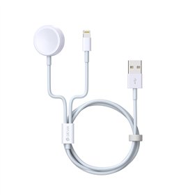 Devia cable 2in1 Smart EA199 USB - Lightning white with inductive magnetic charger for Apple Watch