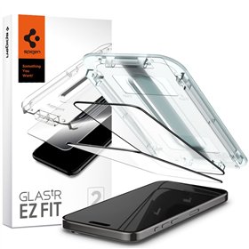 „Spigen“ grūdinto stiklo GLAS.TR „EZ FIT“ FC 2 vnt. pakuotė, skirta iPhone 15 Pro 6,1 colio, juoda