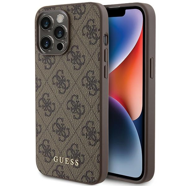 Чехол Guess для iPhone 15 Pro Max 6,7" GUHCP15XG4GFBR коричневый HC PU 4G металлический логотип