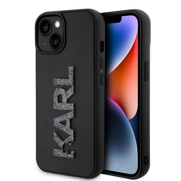 Karl Lagerfeld iPhone 15 Plus 6,7 collu KLHCP15M3DMBKCK melns vāciņš ar HC 3D logotipu un mirdzumiem