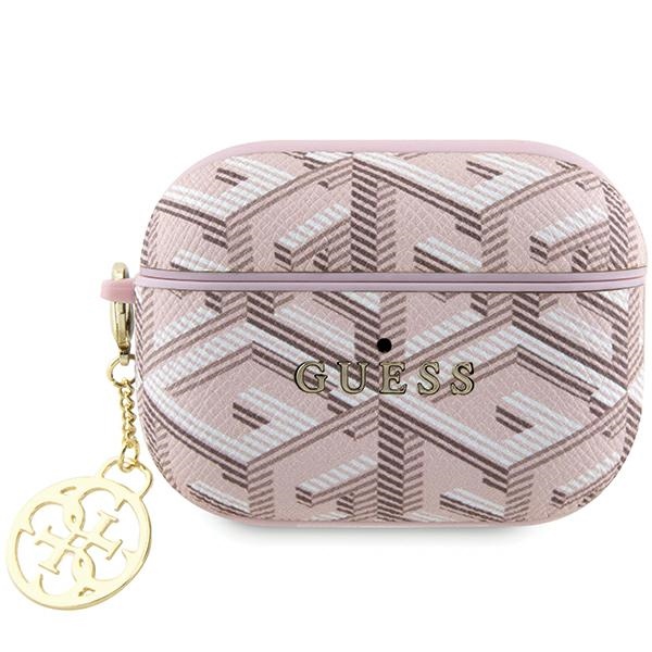 Guess AirPods Pro 2 -kuulokkeiden suojakuori GUAP2PGCE4CP, pinkki, Gcube Classic, kultainen logo ja charmi.