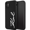 Karl Lagerfeld iPhone 11 / XR -kotelo KLHCN61SKSVGK musta kovakuori Silicone Signature -mallille