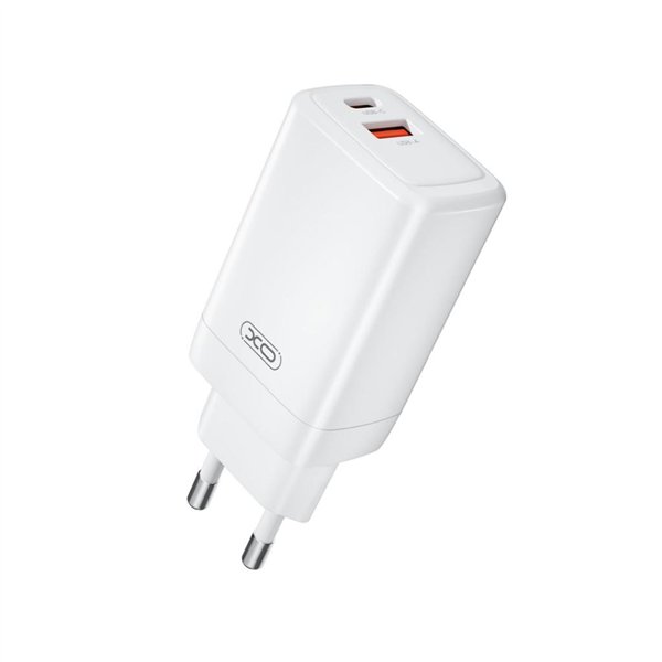 XO-seinälaturi CE17 PD 65W 1x USB-C 1x USB valkoinen