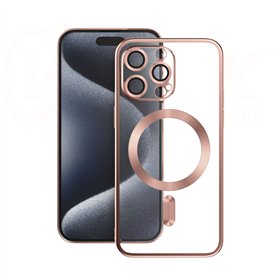 Vmax Electroplating Mag TPU -suojakuori iPhone 15 Plus 6,7":lle, ruusukultainen
