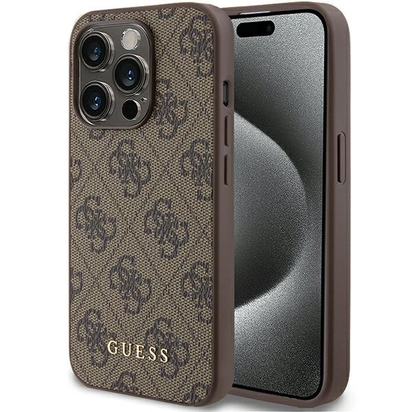 Чехол Guess для iPhone 15 Pro 6,1&quot; GUHCP15LG4GFBR коричневый HC PU 4G металлический логотип