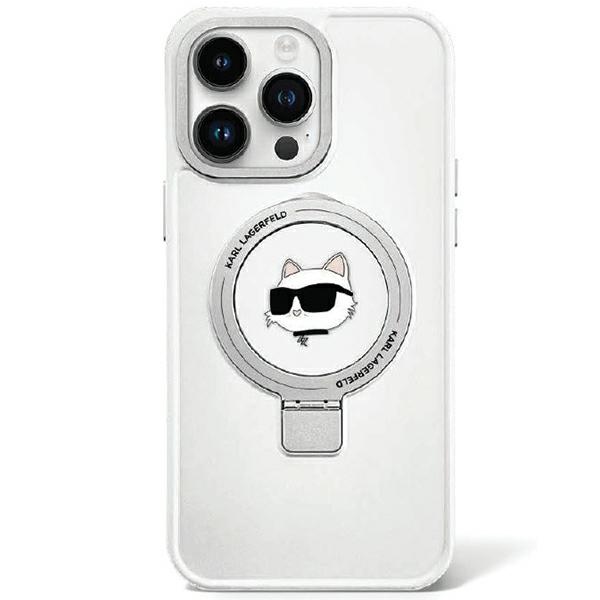 Karl Lagerfeld aizsargvāciņš iPhone 15 Pro 6,1" KLHMP15LHMRSCHH balts HC Magsafe gredzenveida statīvs CH
