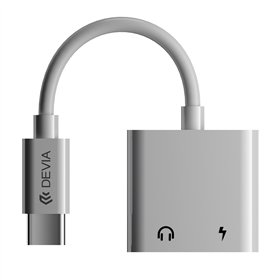 Devia adapteris EC609 USB-C - USB-C (ports) + USB-C (ports), balts