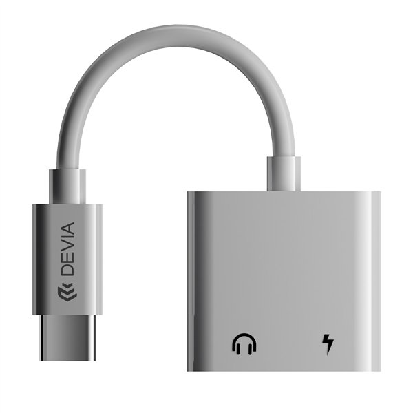 Адаптер Devia EC609 USB-C - USB-C (порт) + USB-C (порт) белый