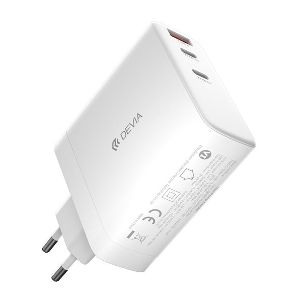 Devia wall charger Extreme PD GaN 140W 2x USB-C 1x USB white for laptops
