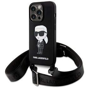 Karl Lagerfeld case for iPhone 15 Pro Max 6,7&quot KLHCP15XSCBSKNK hardcase black Crossbody Silicone Ikonik