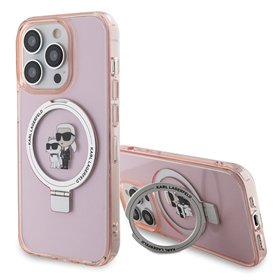 Karl Lagerfeld case for iPhone 15 Pro Max 6,7&quot KLHMP15XHMRSKCP pink hardcase Ring Stand Karl&Choupettte MagSafe