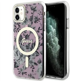 Чехол Guess для iPhone 11 / XR 6.1&quot GUHMN61HCFWSP, розовый, жёсткий, Flower MagSafe