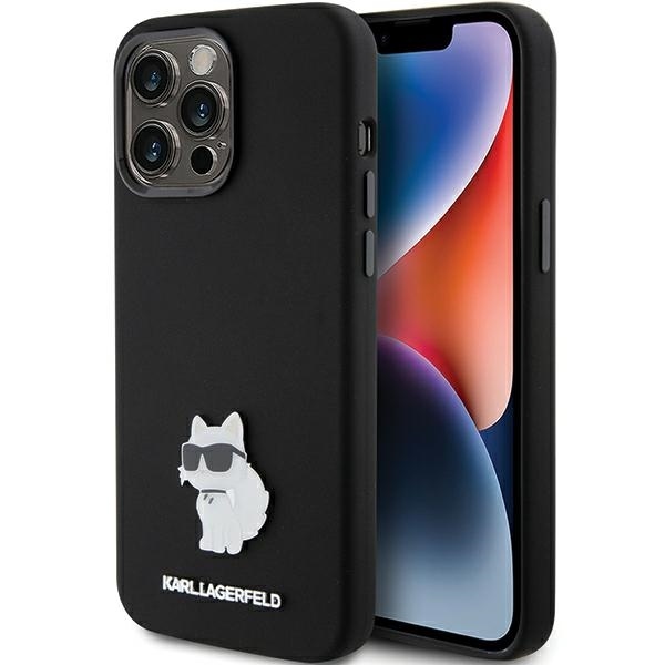 Karl Lagerfeld iPhone 15 Pro 6,1" KLHCP15LSMHCNPK melns HC SILICONE C METAL PIN vāciņš