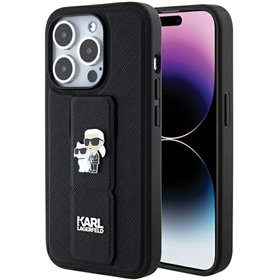 Karl Lagerfeld case for iPhone 15 Pro Max 6,7&quot KLHCP15XGSAKCPK black HC GRIPSTAND SAFFIANO KC PINS