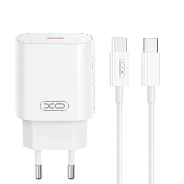 Сетевое зарядное устройство XO CE25 PD 25 Вт 1x USB-C белый + кабель USB-C - USB-C
