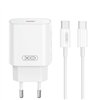 XO sienas lādētājs CE25 PD 25W 1x USB-C balts + kabelis USB-C - USB-C