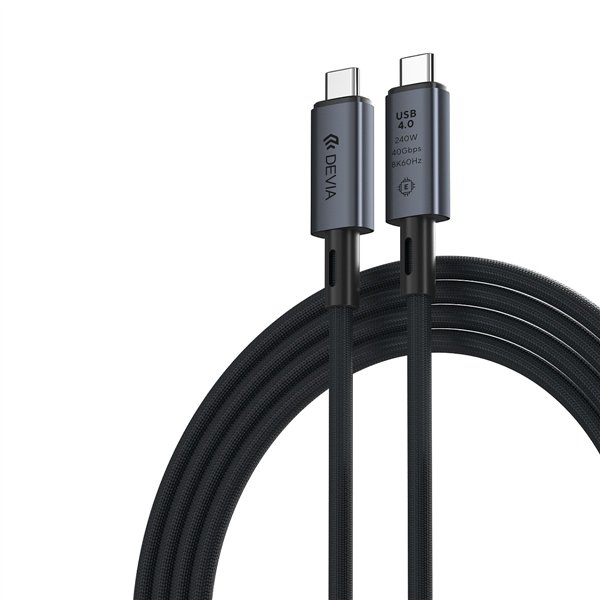 Devia Extreme EC641 PD USB-C - USB-C 4.0 -kaapeli 1,0 m 240W musta 8K 60Hz