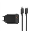 WIWU wall charger Wi-U002 PD + QC 20W 1x USB 1x USB-C black + cable USB-C - Lightning