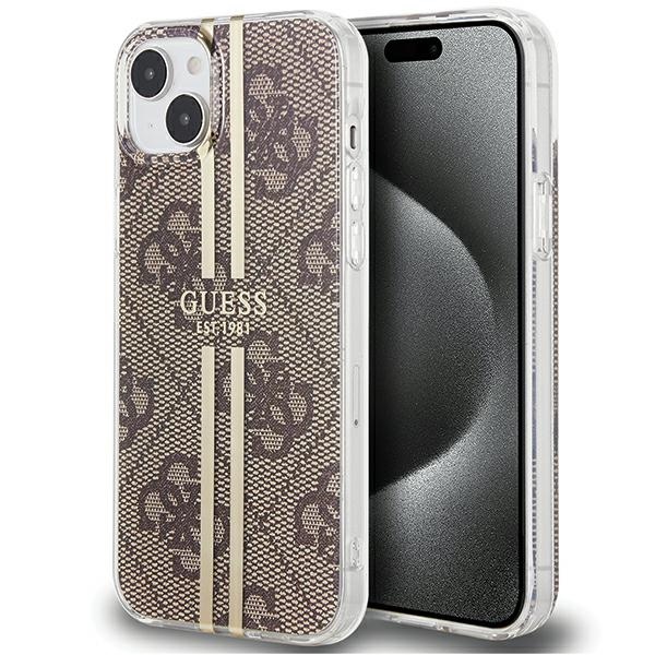 Guess iPhone 15 Plus 6,7" -puhelimen kuoret GUHCP15MH4PSEGW ruskea HC IML 4G GOLD STRIPE