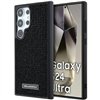 Karl Lagerfeld dėklas, skirtas Samsung Galaxy S24 Ultra KLHCS24LHDSPRK, juodas, su cirkonio spalvos metaline plokštele ir cirkon