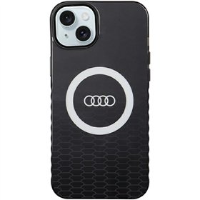 Audi-kotelo iPhone 15 Plus 6,7 tuumalle, musta IML Big Logo MagSafe -kotelo