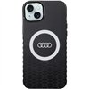 Чехол Audi для iPhone 15 Plus 6,7" черный с большим логотипом IML MagSafe