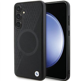 BMW case for Samsung Galaxy S24 Plus black Signature Leather Half Textured & Circle MagSafe