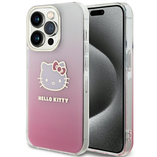 Hello Kitty case for iPhone 15 Pro 6,1&quot pink hardcase IML Gradient Electrop Kitty Head