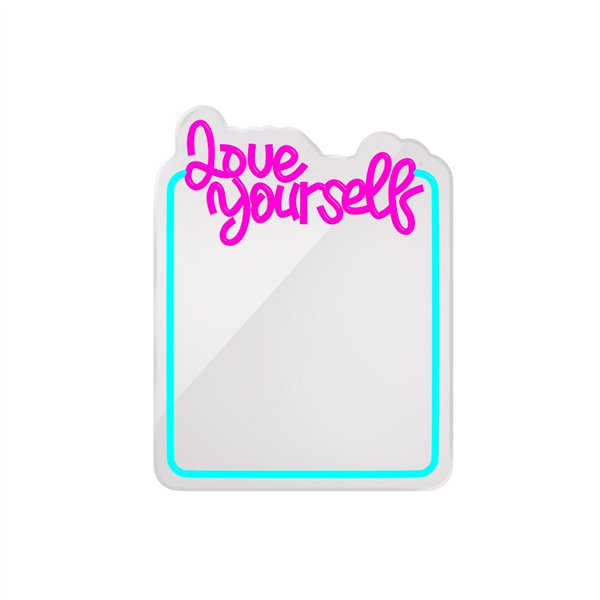 Неоновый светодиодный светильник MIRROR LOVE YOURSELF бирюзовый розовый FMNE01 Forever Light