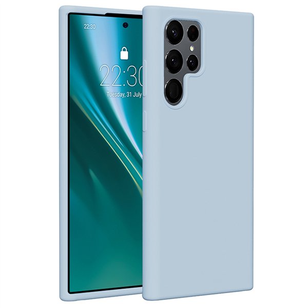 Силиконовый чехол Etteri для Samsung Galaxy S22 Ultra светло-синий