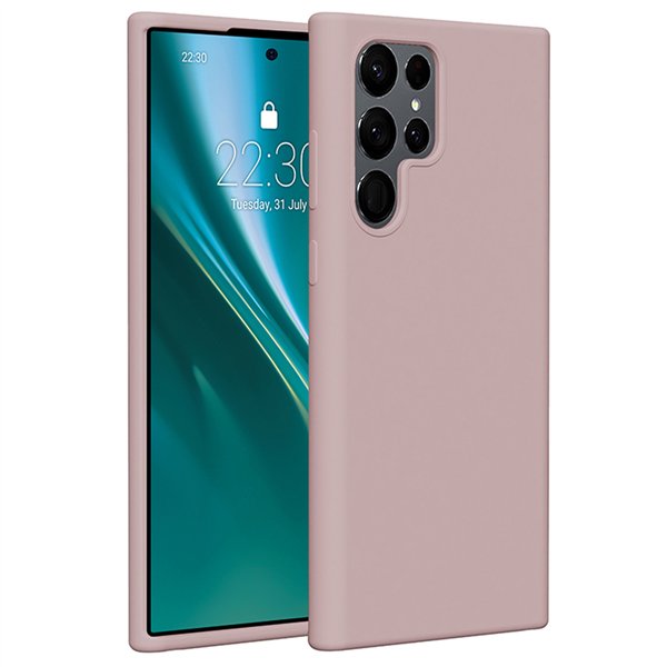 Силиконовый чехол Etteri для Samsung Galaxy S22 Ultra светло-розовый