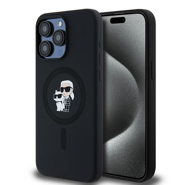 Karl Lagerfeld case for iPhone 15 Pro Max 6,7&quot KLHMP15XSCMKCRHK black HC Magsafe silicone kc heads ring
