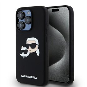 Karl Lagerfeld case for iPhone 15 Pro 6,1&quot KLHMP15LSKCHPPLK black HC Magsafe silicone sil double heads print
