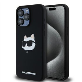 Karl Lagerfeld case for iPhone 15 Pro Max 6,7&quot KLHMP15XSCHPPLK black HC Magsafe silicone sil Choupette head print