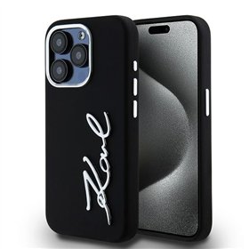 Karl Lagerfeld case for iPhone 15 Pro 6,1&quot KLHCP15LSCMSMVK black HC silicone sign metal logo
