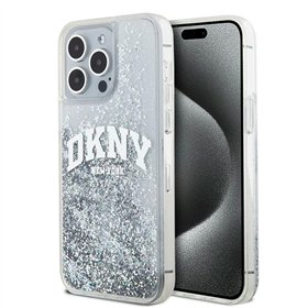 Чехол DKNY для iPhone 15 Pro Max 6,7" DKHCP15XLBNAET, белый HC с жидкими блестками и логотипом в форме арки