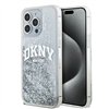 DKNY dėklas, skirtas iPhone 15 Pro Max 6,7 colio, DKHCP15XLBNAET, balti HC skysti blizgučiai su arkos logotipu