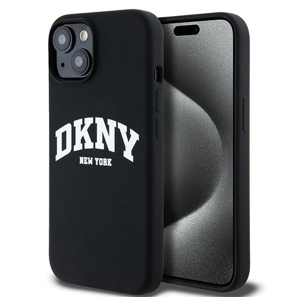 DKNY maciņš iPhone 15 Plus 6,7" tālrunim DKHMP15MSNYACH melns HC Magsafe silikona vāciņš ar arkveida logotipu