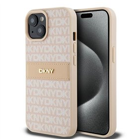 DKNY case for iPhone 15 6,1&quot DKHCP15SPRTHSLP pink HC PU repeat texture pattern w tonal stripe