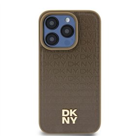 Чехол DKNY для iPhone 15 Plus 6,7" DKHMP15MPSHRPSW, коричневый, HC Magsafe, искусственная кожа, повторяющийся узор, с логотипом