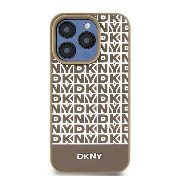 Чехол DKNY для iPhone 15 6,1" DKHMP15SPSOSPW HC Magsafe pu с повторяющимся узором и полоской снизу
