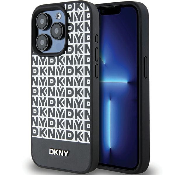DKNY case for iPhone 15 Pro Max 6,7" DKHMP15XPSOSPK black HC Magsafe pu repeat pattern w bottom stripe