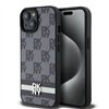 Чехол DKNY для iPhone 15 Plus 6,7" DKHCP15MPCPTSSK, черный, из полиуретана с клетчатым узором и напечатанными полосками