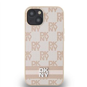 DKNY case for iPhone 15 6,1&quot DKHCP15SPCPTSSP pink HC PU checkered pattern w printed stripes