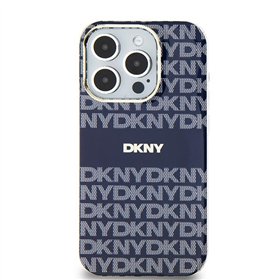 Чехол DKNY для iPhone 15 6,1 дюйма DKHMP15SHRHSEB, синий, HC Magsafe, поликарбонат, ТПУ, узор с повторяющейся текстурой и полоск