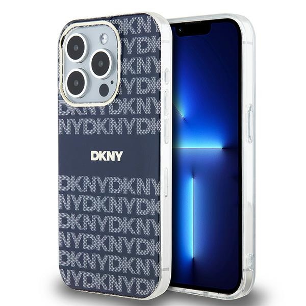 Чехол DKNY для iPhone 15 Pro 6,1" DKHMP15LHRHSEB niebieska HC Magsafe pc tpu repeat texture pattern w stripe