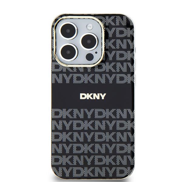 DKNY case for iPhone 15 Plus 6,7" DKHMP15MHRHSEK black HC Magsafe pc tpu repeat texture pattern w stripe